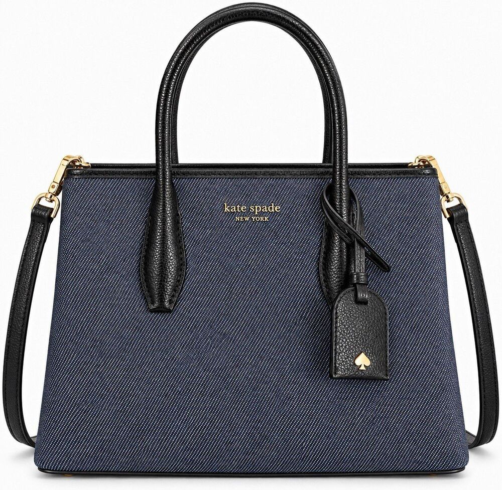 Kate Spade Eva Denim Small Zip Top Satchel Dark Denim Crossbody Bag
